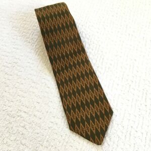 Vtg David Lawrence All Silk Men's Geometric Diamond Pattern Neck Tie Brown
